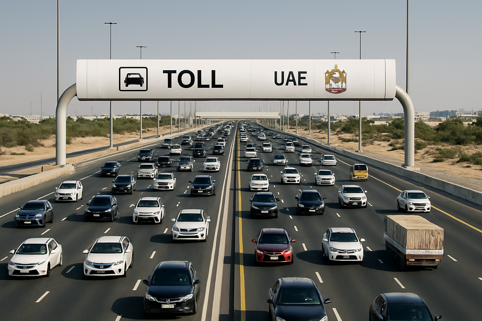 Efficient traffic flow on a major paid road in UAE